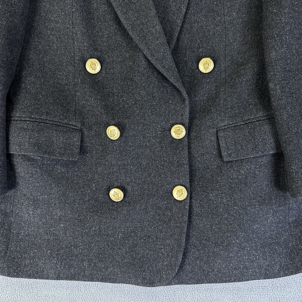Pietrafesa Blazer Jacket 8 Grey Double Breasted Gold Button Camel Hair Italy - Picture 4 of 8